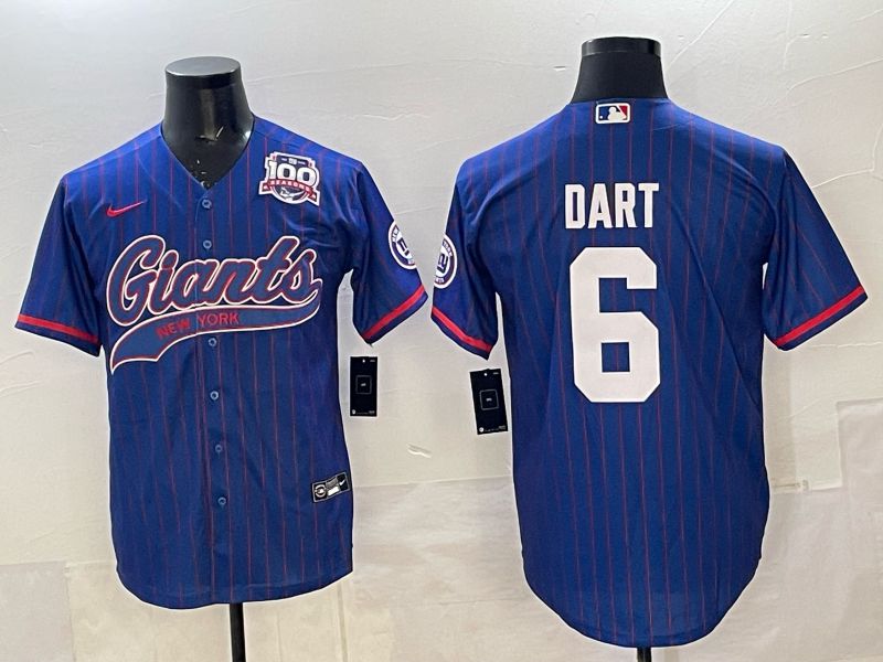 Men 2025 New York Giants #6 Dart Blue Joint Name Nike Limited NFL Jersey 012